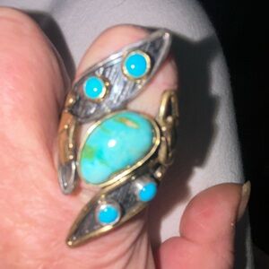 Turquoise and Silver Statement Ring